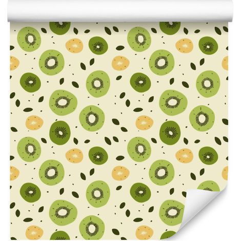Carta da parati color kiwi, crema e lime per soggiorno e camera da letto, 50x1000 cm (1/4)
