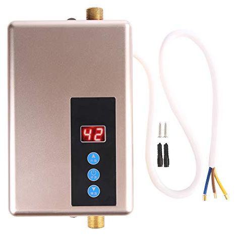 Mini chauffe-eau électrique instantané système de production d'eau chaude sans réservoir pour douche sans chauffe-eau pour cuisine et salle de bain, 220V 5.5KW(Or) (1/4)