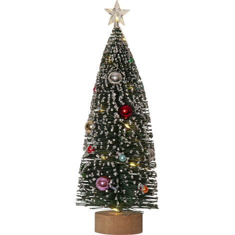 Star Trading Petit sapin de Noël décoratif 'Decorini', décoré, éclairage LED, batterie + minuteur, vert, H 31 cm