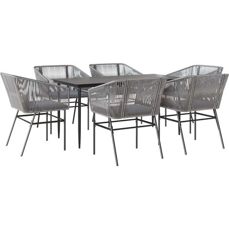 Maison Exclusive - Juego comedor jardín 7 pzas cojines ratán sint (1/5)