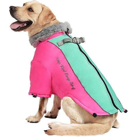 Doudoune imperméable à gros col en fourrure pour chiens moyens et grands, vêtements d'hiver pour Golden Retrievers. (1/5)