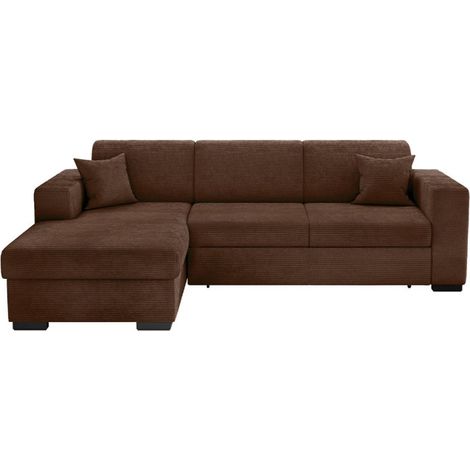 Canapé d'Angle Gauche Convertible "Harlan" 262cm Marron (1/5)