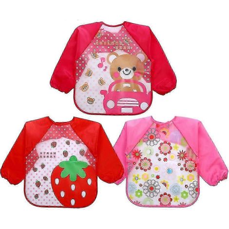 Lot de 3 bavoirs à manches longues imperméables pour bébé (1/5)