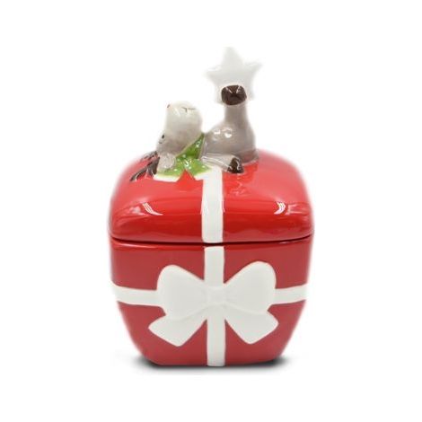 Decorazione Casa Natalizia Scatola Rossa in Ceramica 23 x 15 cm (1/2)