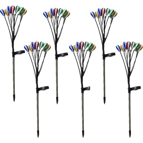 6 pièces décoration de cour led extérieure ballon à air chaud solaire, lampe de pelouse guirlande lumineuse de jardin-lumière chaude-6 têtes (1/5)