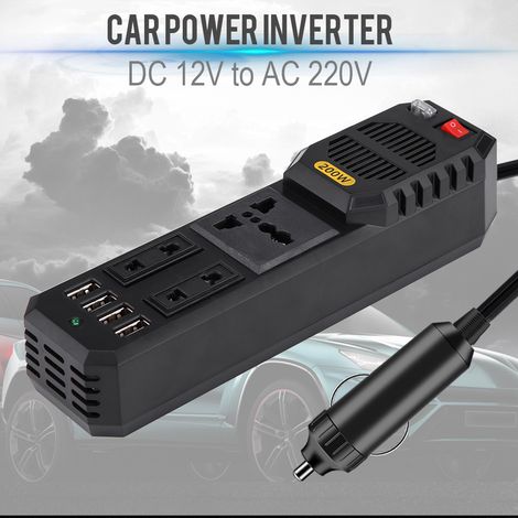 Convertisseur 12V vers 220V 200W Onduleur Voiture Prise Allume-Cigare Chargeur USB Adaptateur Universel (1/5)