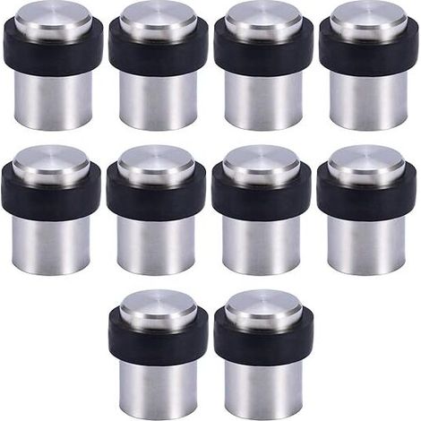 10 x Bodentürstopper, 4,5 cm Edelstahl, Türstopper mit schwarzem Gummiring, für den privaten und gewerblichen Gebrauch