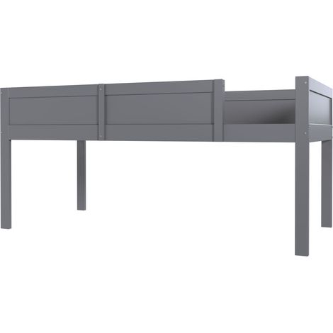 Lit superposé triple enfant 90 x 200 cm gris en bois, avec échelle et garde-corps haut, MODENUIT (1/5)