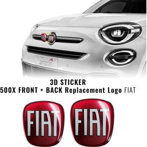 Adesivo Fiat 3D Ricambio Logo per 500X - Confezione: ANTERIORE + POSTERIORE - Colore: COLOR