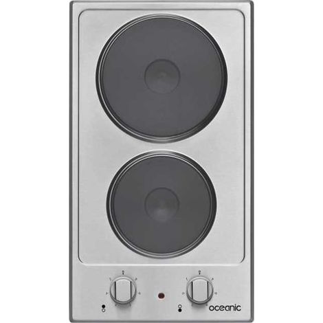 Oceanic – Domino électrique 2 foyers 2500W – Plaque de cuisson inox encastrable – Dimensions 29x51cm – Idéal pour cuisines modernes