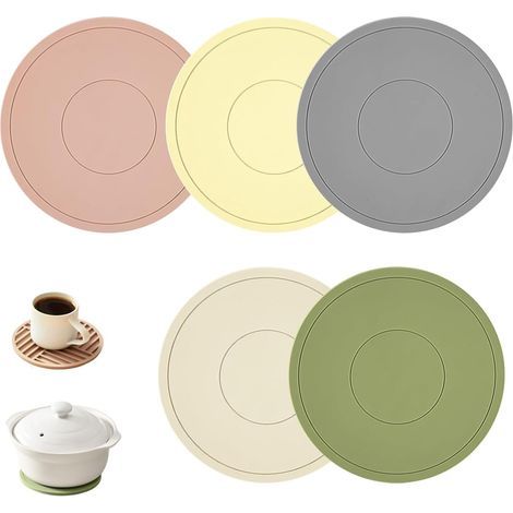 Dessous de Plat Silicone - 5 pièces, Dessous de Plat Silicone 16cm Résistant Chaleur Anti-Dérapant - Pour Protège-Casseroles/Égouttage (1/5)