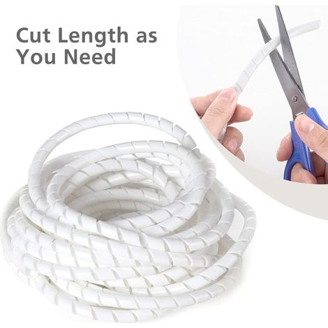 Gaine Spirale Flexible Universel 6mm, Kit de Câble Rangement 1 pack de Tube d'Enroulement de Câble en Spirale pour Protéger le Câble d'Antenne TV/PC/USB/Télé/AUX- (15m), Blanc（6mm，15m） (1/4)