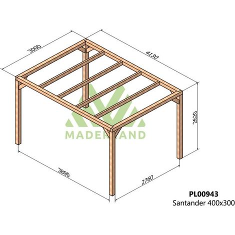 Pérgola de Madera Laminada Santander (Maderland) - Gardeneas - 400 x 300 cm (1/3)