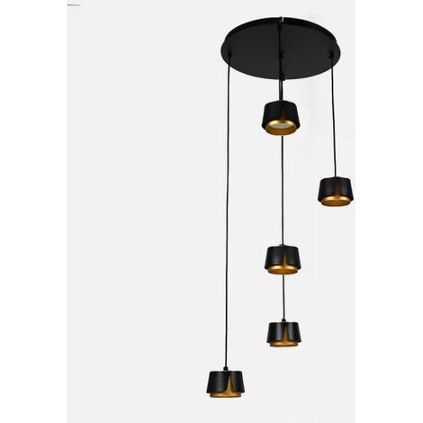 Domenica 5xGX53 Deckenleuchte schwarz/gold 45W 4000K 4000lm mit Leuchtmitteln 38x38 cm