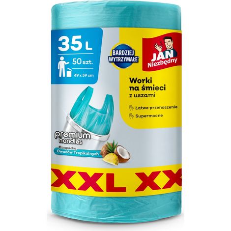 Sacchi per rifiuti JAN essential HD con manici 35 L - profumo di frutta tropicale 50 pezzi (XXL) (1/2)