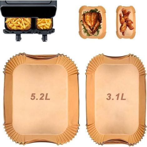 Lot de 100 papiers cuisson air fryer – Compatible Moulinex, Philips – Sulfurisé – 23x23 cm (1/5)