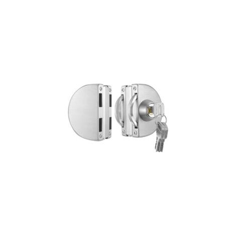 Glastürschloss, doppelter Edelstahlriegel, drehbar, drückend und ziehend, doppelter Schiebezugang, Sicherheitsschloss für Bürotüren mit 3 Schlüsseln für 10 mm bis 12 mm Glas - Crezuo
