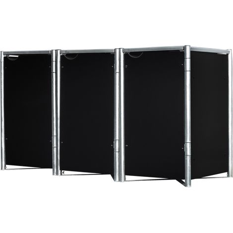 Hide Metall Mülltonnenbox für 3 Mülltonnen 240 Liter  Schwarz  81x209x115 cm