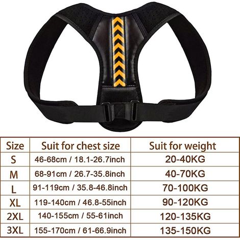 Correcteur de posture ajustable, ceinture lombaire confortable pour l'alignement de la colonne vertébrale et le soutien postural, redresseur de dos bossu - orange (3XL) (1/5)