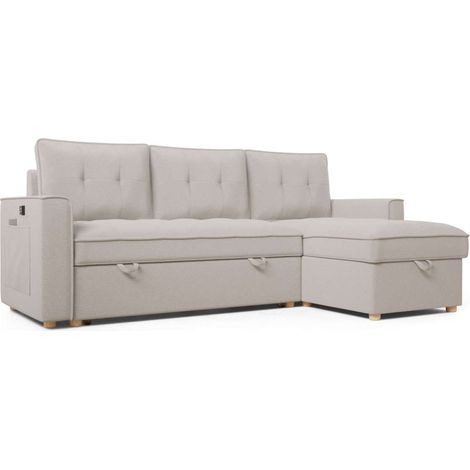 Nalui Sofá Cama Gris Haven Chaise Longue 3 plazas (213x129x81cm)