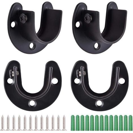 [JAMAIS UTILISÉ]4Pcs Tringle à Rideaux en Forme de U, Support de Tringle à Penderie à Rideaux, Douilles de Poteau de Penderie en Acier Inoxydable, Support de Bride, Extrémité de Tige de Penderie avec  (1/4)