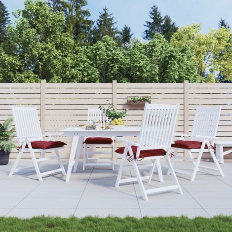 Cojines silla de jardín 4 uds tela Oxford rojo tinto 40x40x7 cm