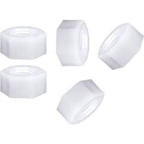 Écrous Hexagonaux en Plastique, Écrou Hexagonal en PA Nylon, Blanc, M12 (10 pcs) (1/5)