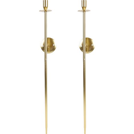 Lot de 2 bougeoirs muraux décoratifs style moderne vintage, grand format, doré, pour salle à manger, cheminée, salon ou chambre. (1/5)