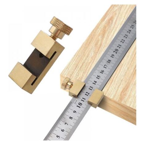 Positionierungslineal aus Edelstahl, Ruler Werkzeug Messing Stahl Lineal Block, Linealanschlag, Markierungslineal 30 cm, Markierungswerkzeug, für Holzbearbeitung DIY Schreiner Handwerk (1/5)
