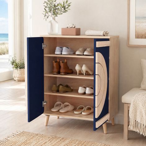 Scarpiera con ante geometriche e ripiani 76x37x98,5 cm OKMYHOME (1/5)