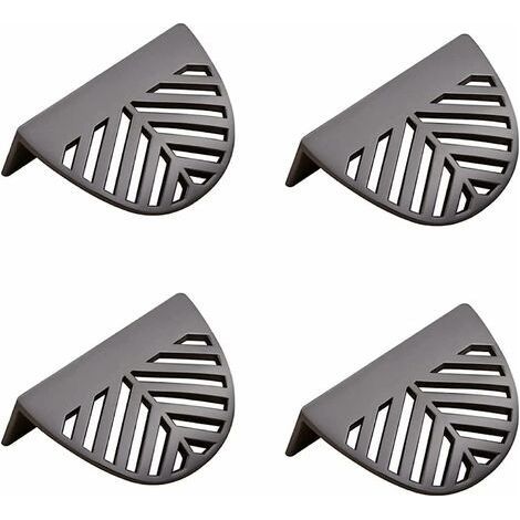 Lot de 4 poignées de meuble en forme de feuille en laiton doré pour meubles de cuisine en laiton - Noir (1/4)