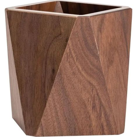 Porte-stylos en bois pour bureau, pot à crayons multifonction rangement fournitures école et accessoires maison (1/5)