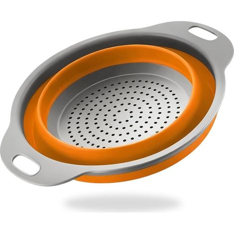 Passoire Pliable Silicone, passoire à pâtes pliable, Économisez de l'espace de Cuisine, Facile à Nettoyer, ustensiles de cuisine pour égoutter les pâtes, légumes, fruits, compacte et portable (1/5)