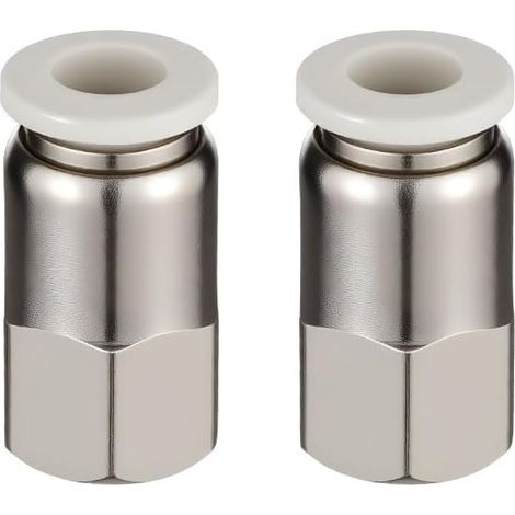 2pcs OD pousser pour connecter les raccords, 1/2 "Femme PT fil 6 mm cuivre nickelé, raccords tuyau d'air pousser pneumatique en union droite (1/5)