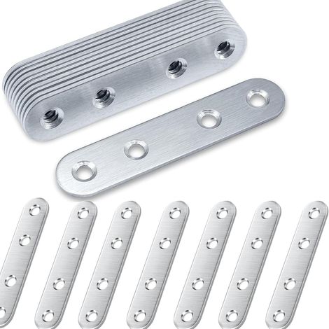 Lot de 20 connecteurs plats en métal 100 × 17 × 1,75 mm Connecteur plat en acier inoxydable Plaque perforée Métal Acier inoxydable Argent Plaque de connexion Tôle perforée Fer plat Gel (1/5)