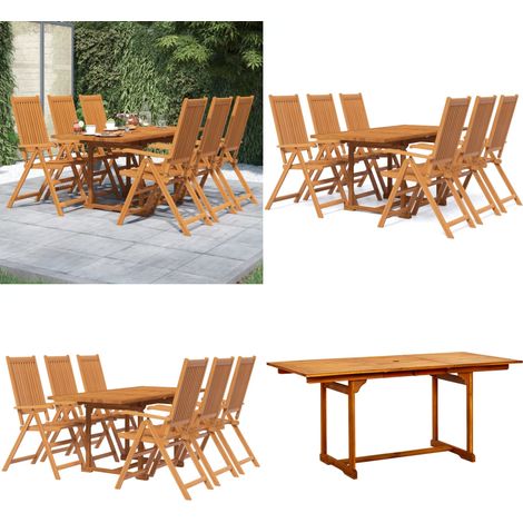Juego de comedor de jardín 7 piezas madera maciza de acacia 120-170 cm - Comedor de jardín - Sillas de jardín