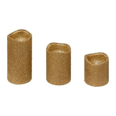 Juego de 3 velas LED doradas brillantes (1/2)