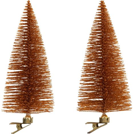 Decoración árbol de Navidad x2 abeto cobre 16cm - Atmosphera créateur d'intérieur