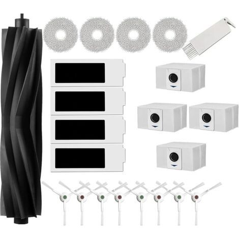 FOREHILL Accessoires pour Ecovacs Deebot T20 Omni, T20e Omni, 1 Brosse Principale en Caoutchouc, 4 Filtres HEPA, 4 Lingettes, 8 Brosses lat (1/4)