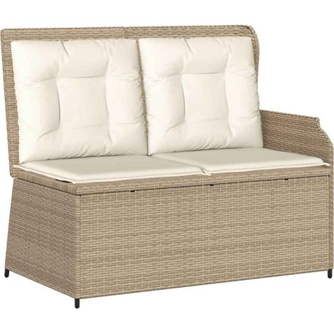 Banc de jardin,Banquette de jardin,Chaise avec coussin Beige Poly rotin CFW84098 (1/5)