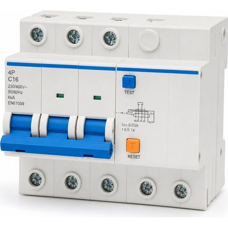Disjoncteur différentiel 4P 16A courbe C 6kA 230-400V