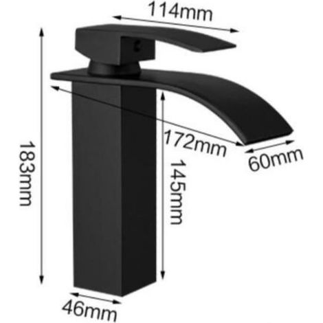 Robinet d'évier à cascade Robinet de salle de bains à poignée unique à cascade noire Cartouche en céramique à un trou monté sur le pont Robinet de lavabo au design élégant (1/2)