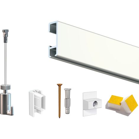 Cimaise Box Artiteq Click PREMIUM - Kit accrochage tableau 4 mètres , Blanc mat à peindre
