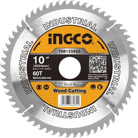 Disco per Taglio Legno a 60 Denti Ø da 254/255 mm INGCO Smerigliatrice Circolare (1/2)