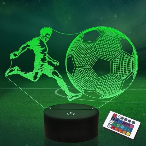 Lampe 3D illusion football pour enfants, décoration lumineuse ballon de foot design réaliste, éclairage doux et cosy, cadeau idéal sport (1/5)