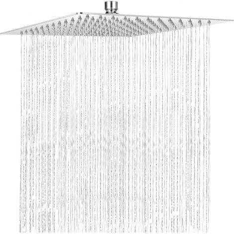 Square shower head in 304 stainless steel – 26 cm, high pressure & water saving, with bathroom accessories (1/5)
