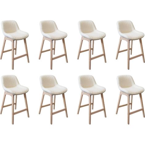 Lot de chaises MILK d'îlot et bar en chêne et assise tissu bouclette 65cm