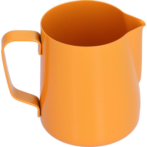 Pichet à lait inox 400ml bec verseur PTFE pour mousse à café, idéal cuisine maison - Orange (1/5)
