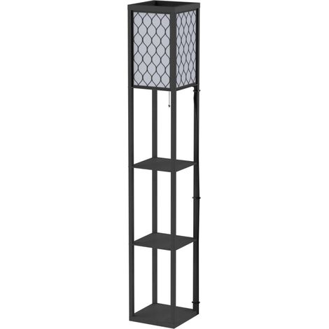 Lámpara de pie con estantes de madera negra E27 máx. 40 W 26 x 26 x 160 cm MODENUIT (1/5)