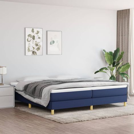 Lit à sommier tapissier avec matelas - Cadre De Lit Moderne: King Size - Lit Double - Bleu 200x200 cm Tissu Chic-795648 (1/5)